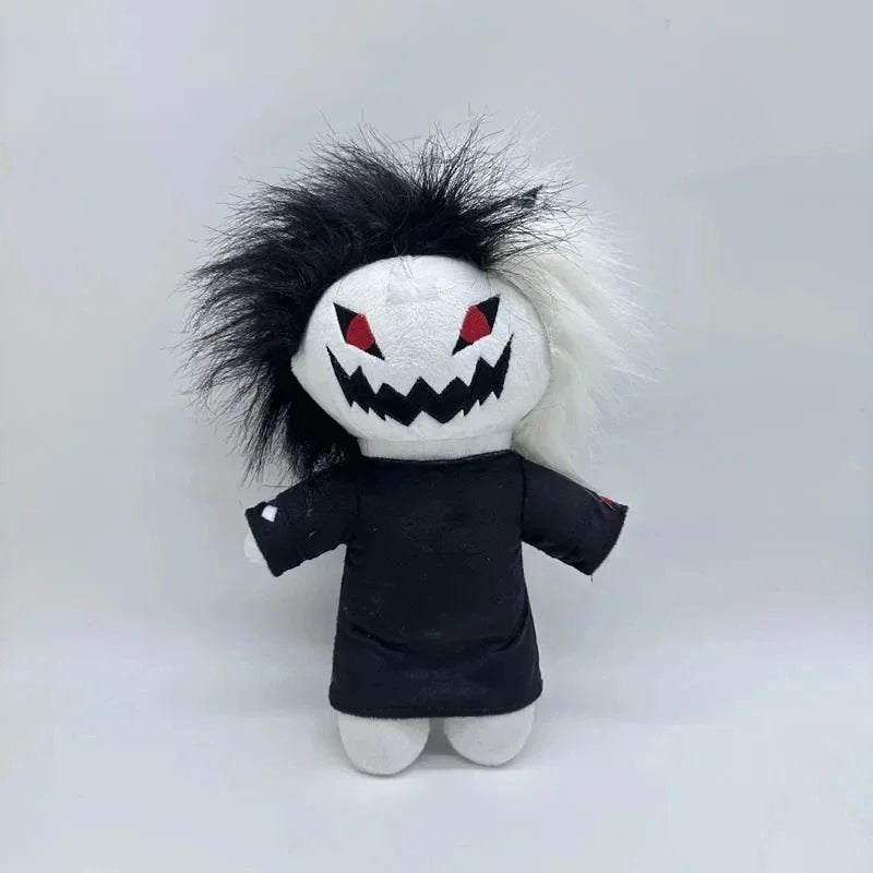 ZXC plush front view black angry cat dark aesthetic
