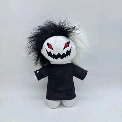ZXC plush front view black angry cat dark aesthetic
