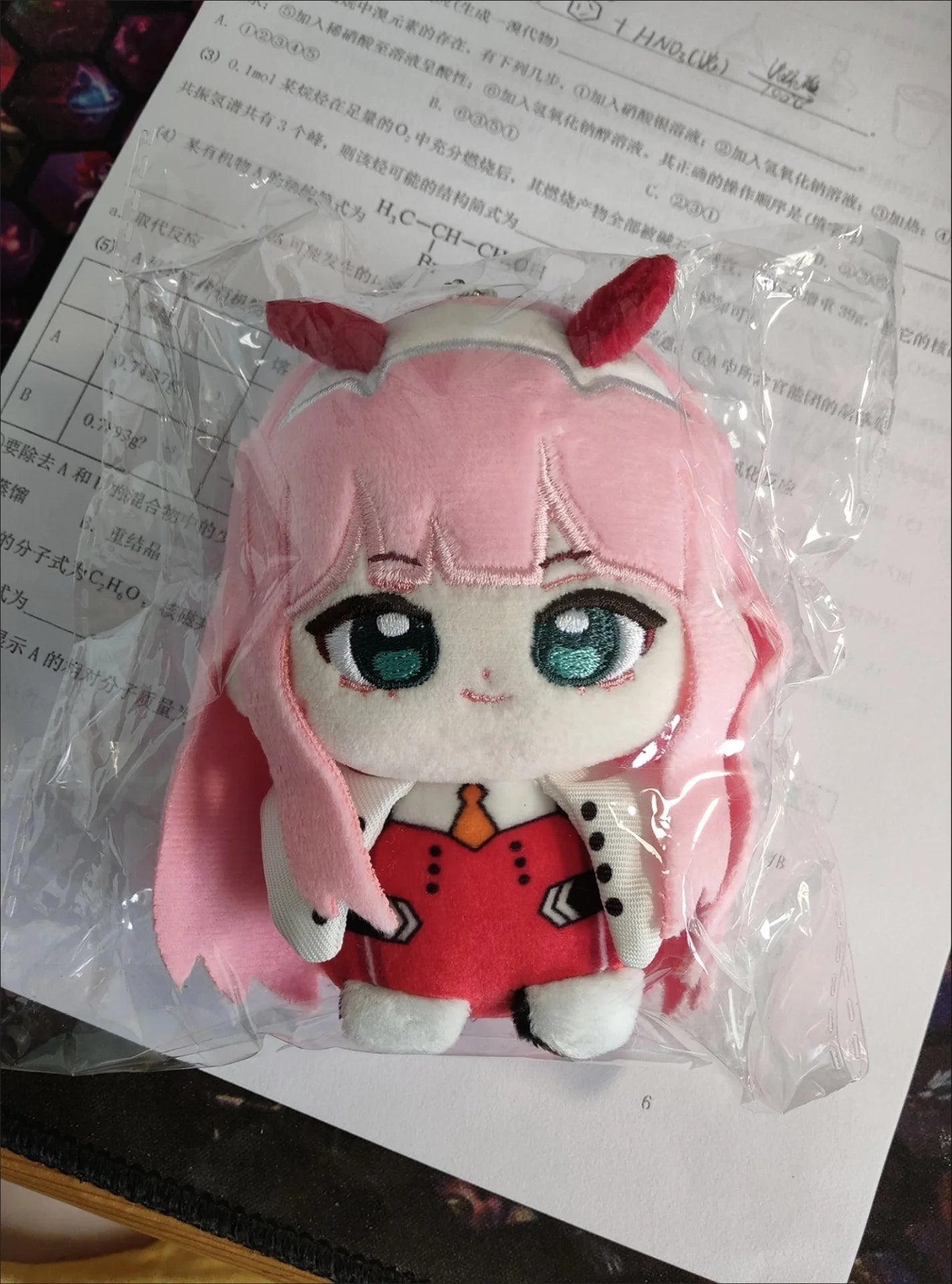 Zero Two Code 002 plushie close up facial detail
