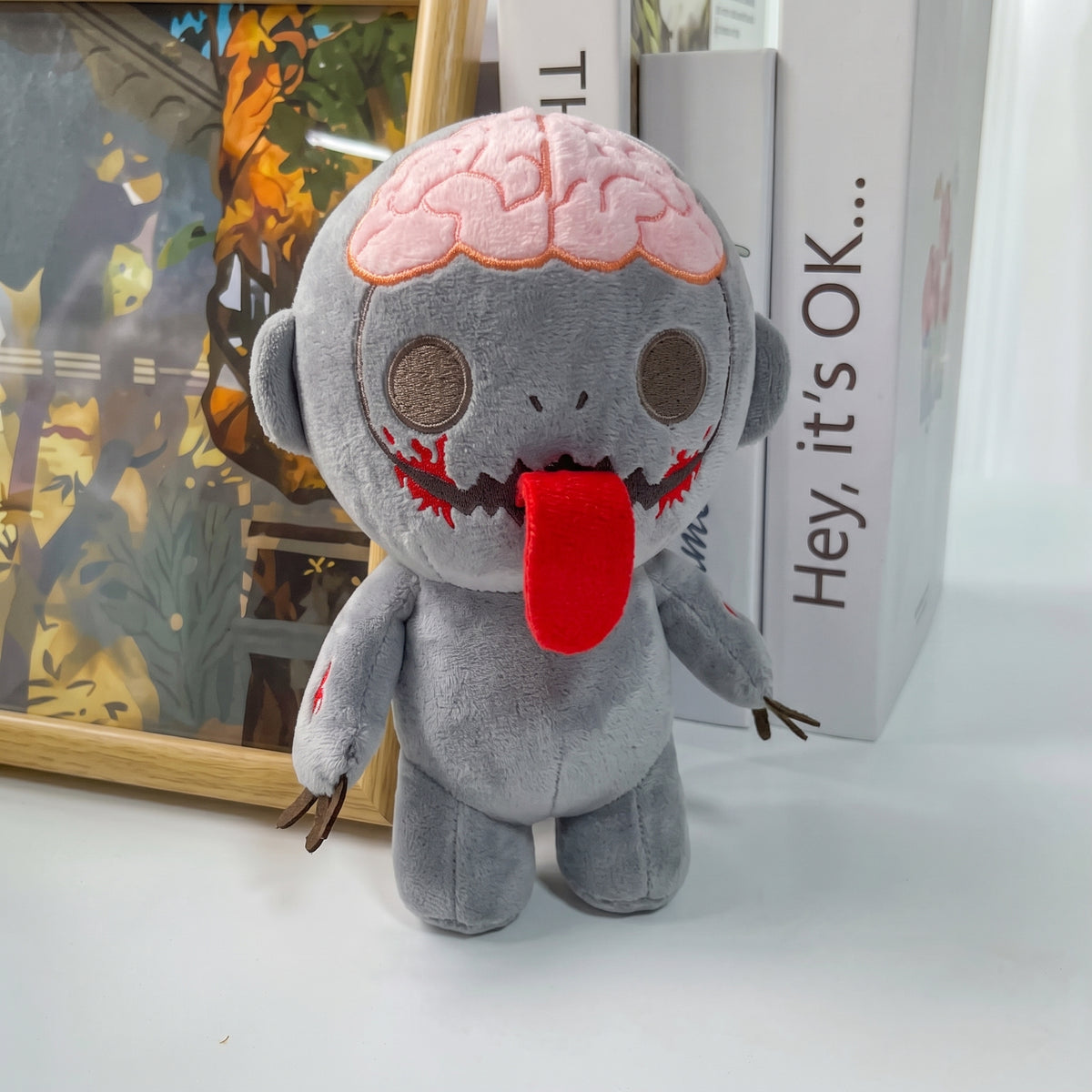 exposed brain plush collectible close up detail of brain sculpt