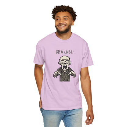 Relaxed fit tee with zombie pixel graphic.