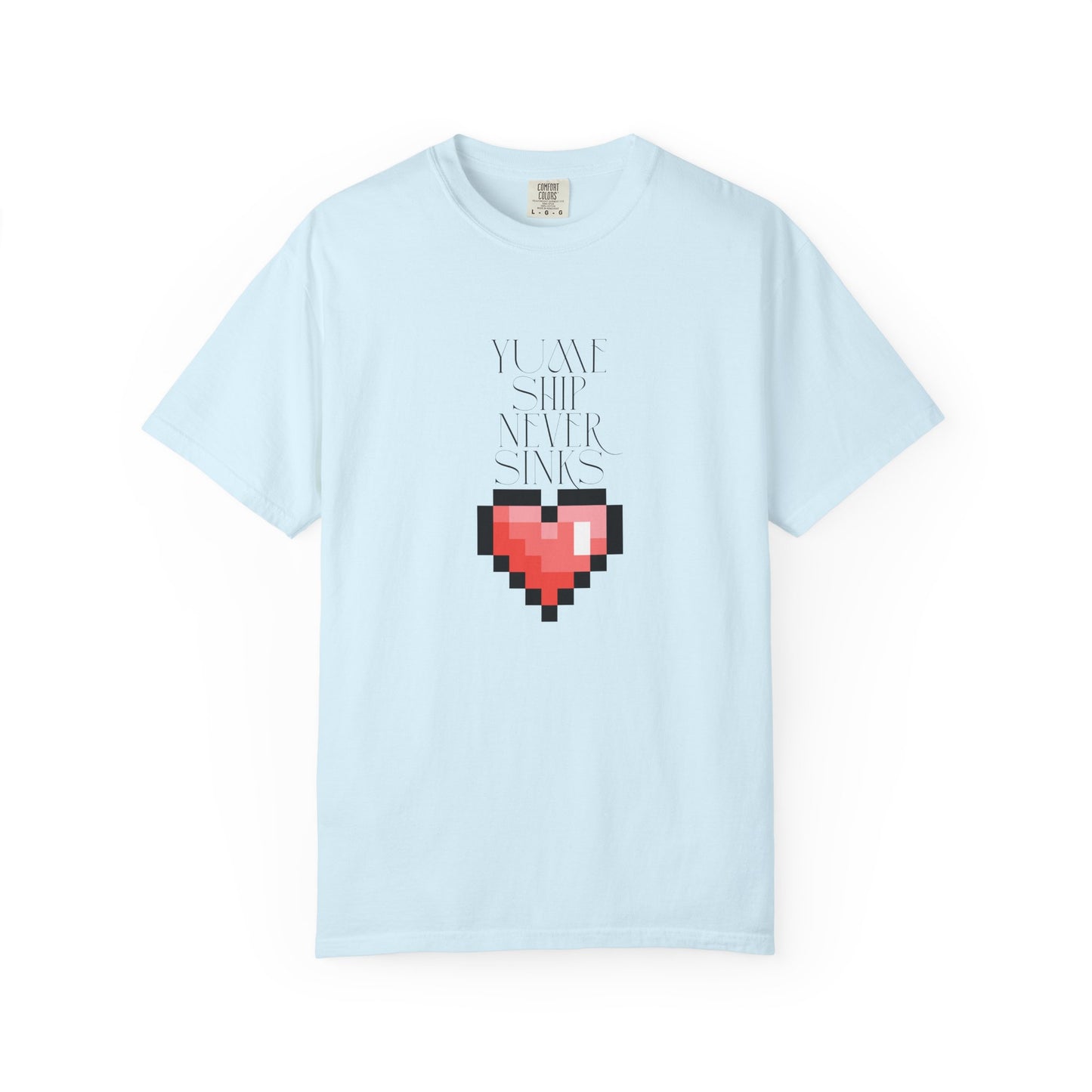 gamer Valentine shirt pixel heart detail left chest placement

