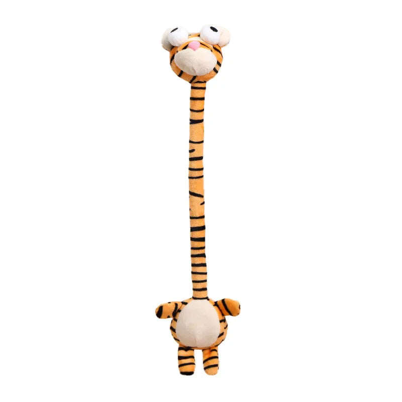 handmade animal plush toy bendable elongated neck detail shot