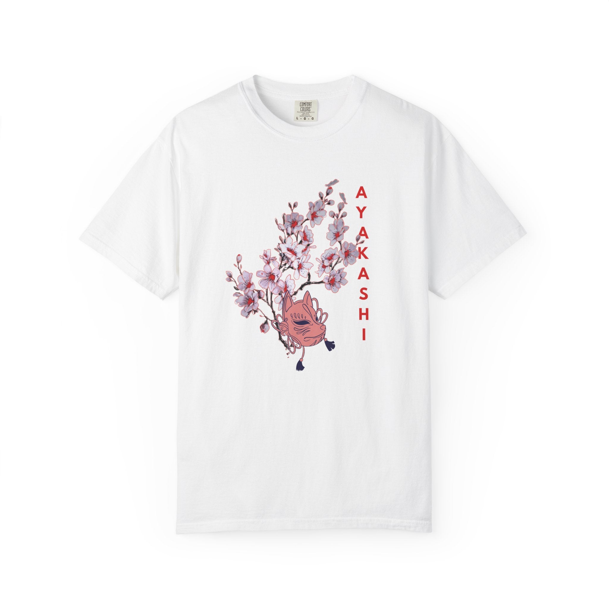 Ayakashi Cherry Blossoms T-Shirt — Japanese Mask Floral Graphic