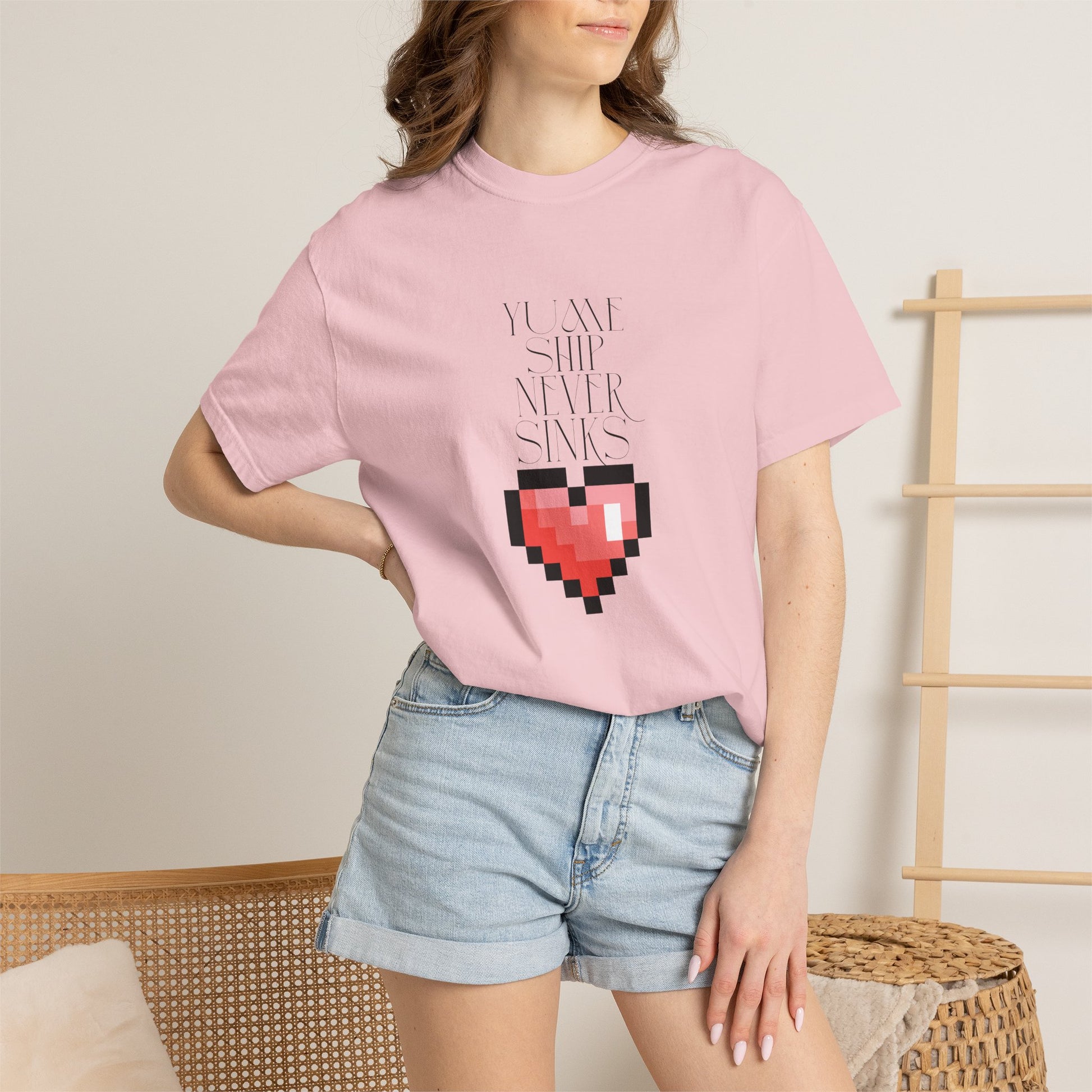 indie game tee garment dyed soft fabric light and texture detail
