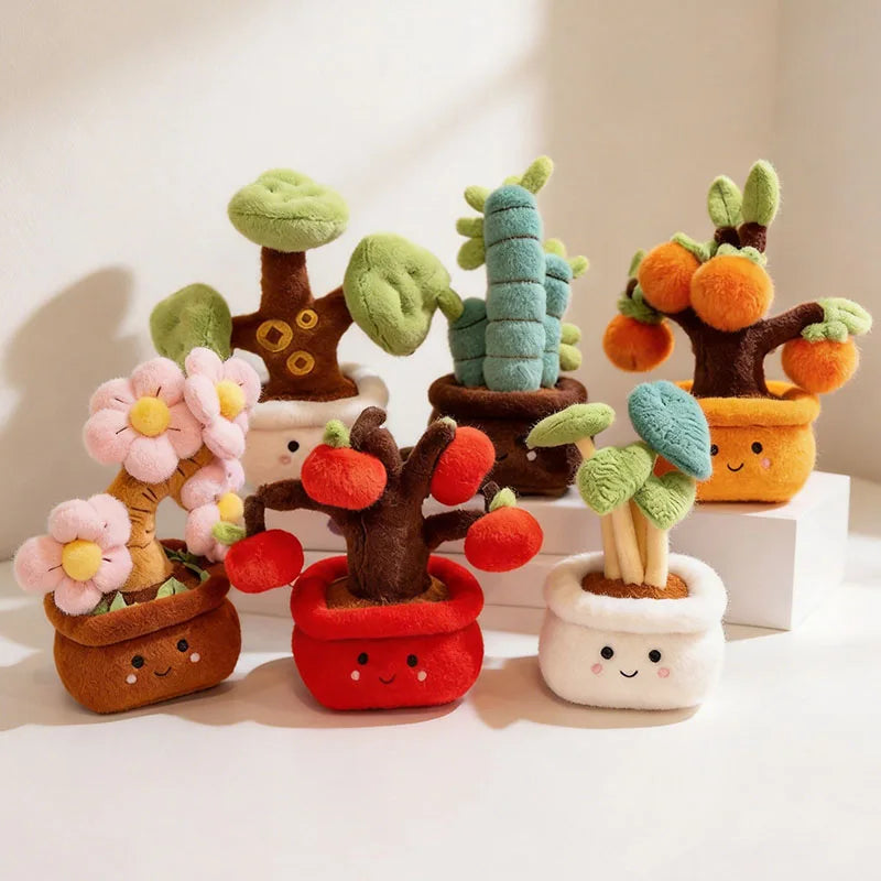 kawaii apple tree plush stuffed toy with red fruit 25cm handmade