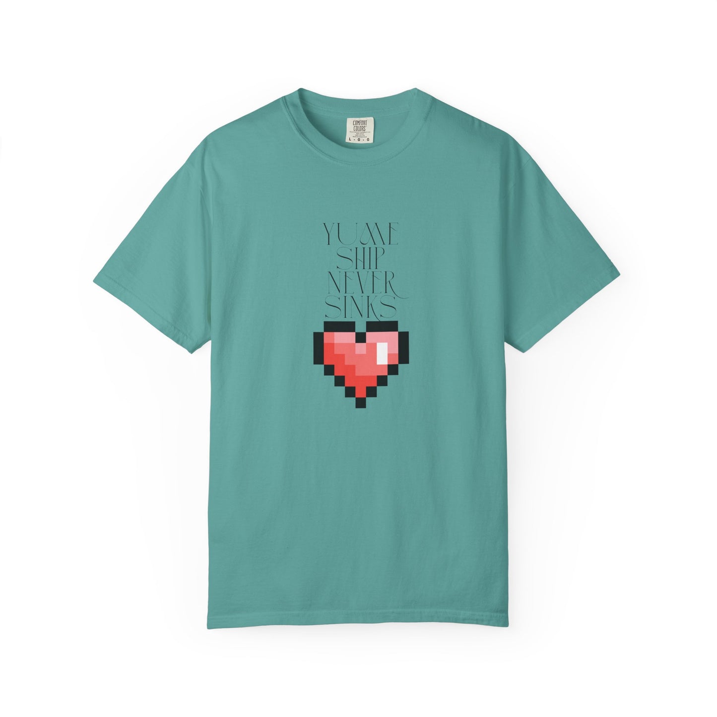 pixel art graphic tee folded in multiple colors
