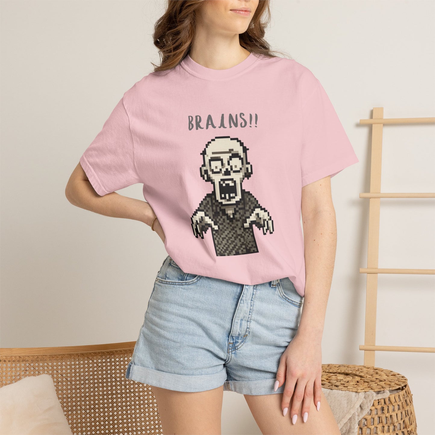 pixel art zombie print streetwear.