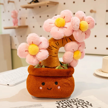 potted plant stuffed animal kawaii style handmade plush toy side view
