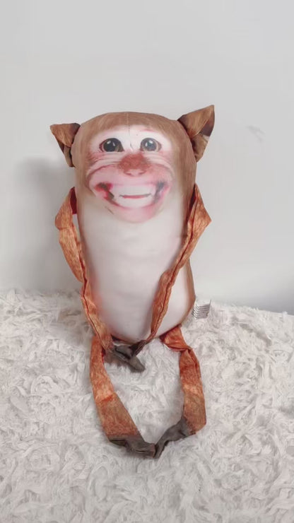 Bibi Monkey Plush Toy - Viral Cartoon Stump-Tailed Macaque Stuffed Animal, 28cm