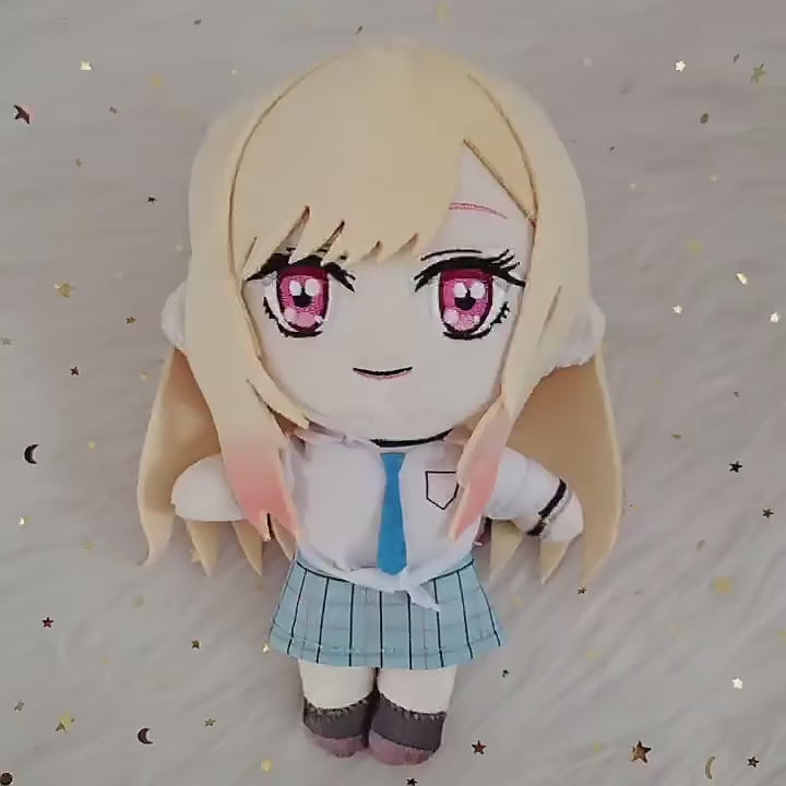 Marin Kitagawa plush Rizu Kyun plush Shizuku Kuroe plush full trio display
