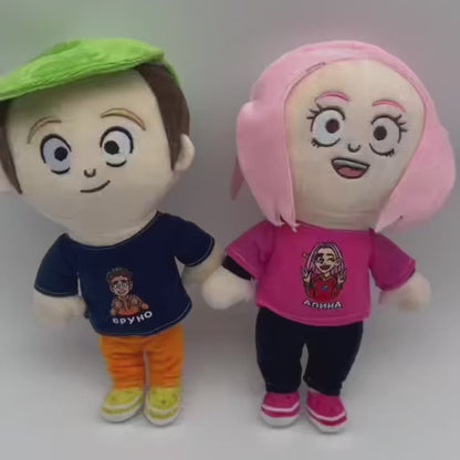 Bruno and Alina AB hide and seek team game plush toy duo set
