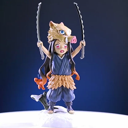 Demon Slayer Nezuko figurine with Inosuke theme