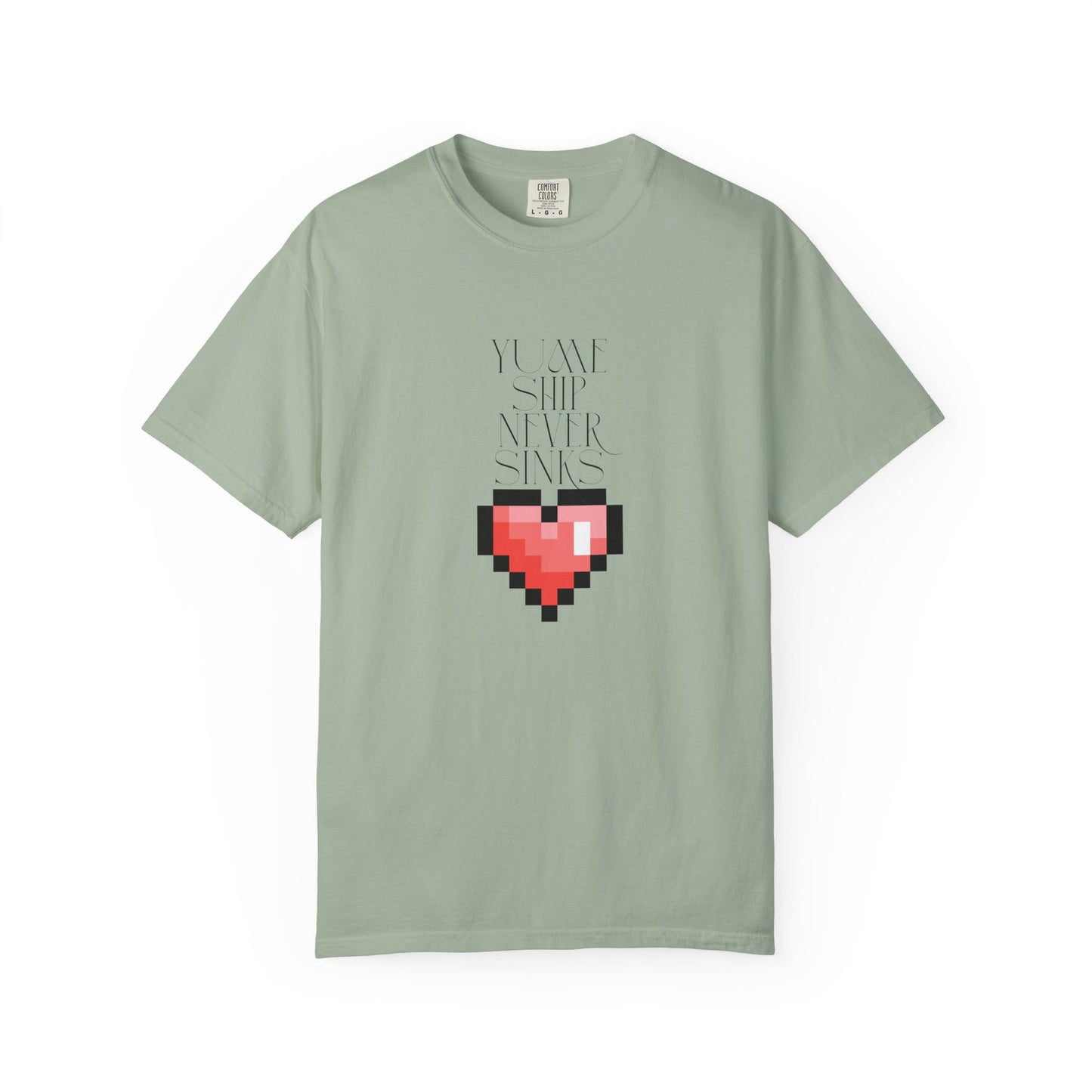 retro gaming tee pixel heart chest graphic close up
