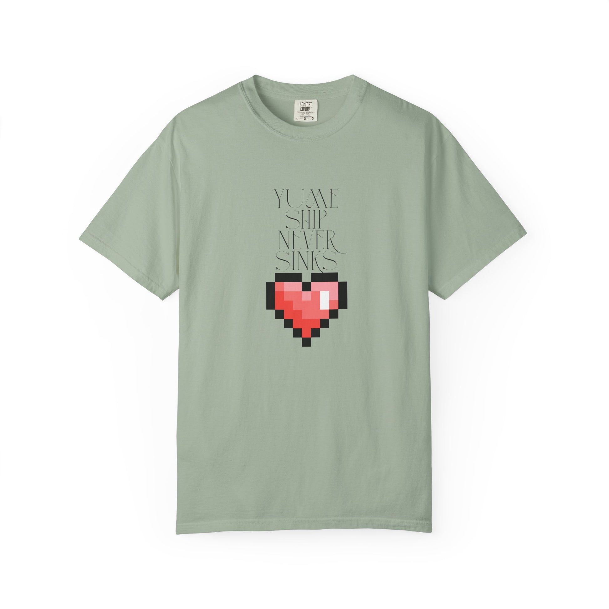 retro gaming tee pixel heart chest graphic close up
