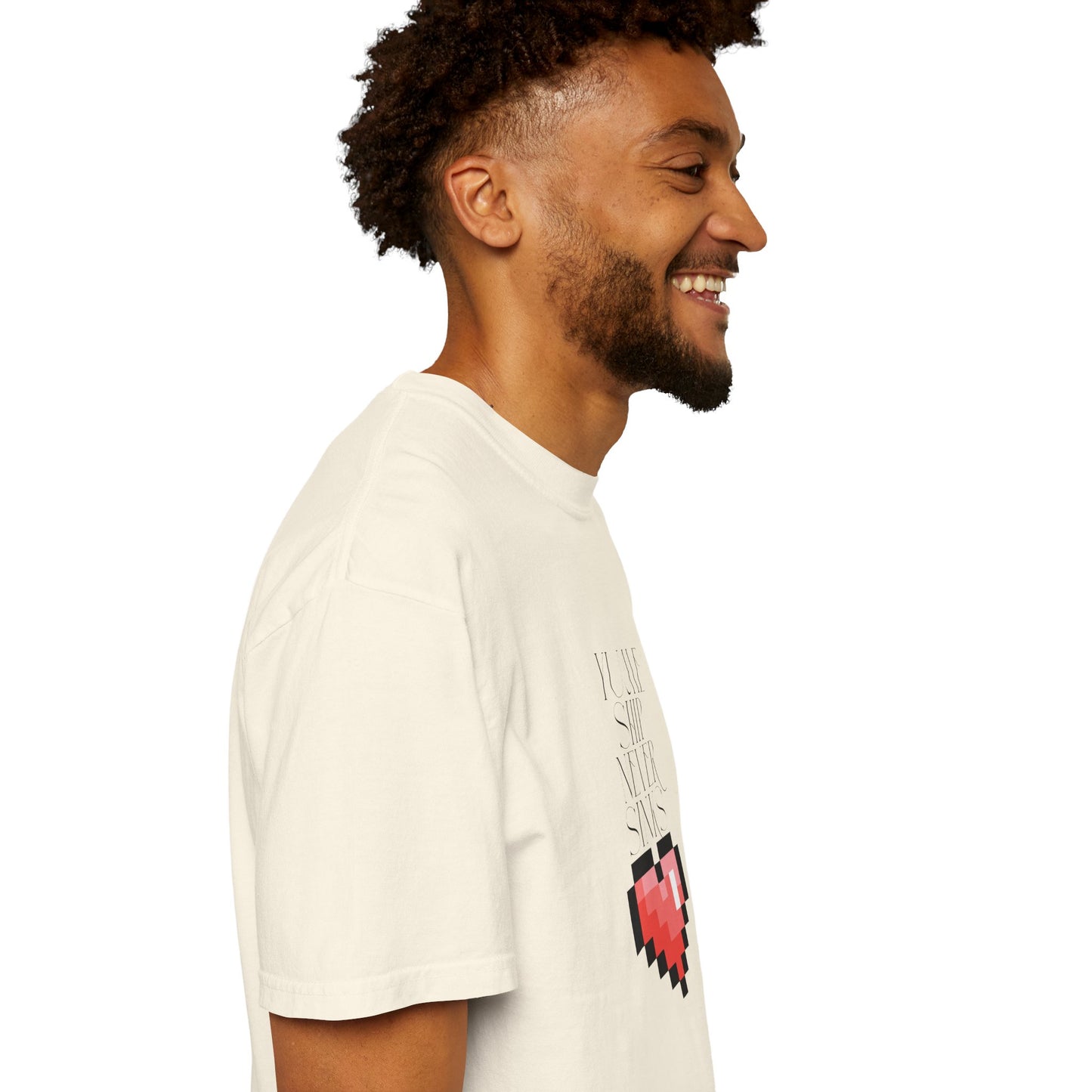 ring spun cotton gaming tee overhead flat lay dark surface
