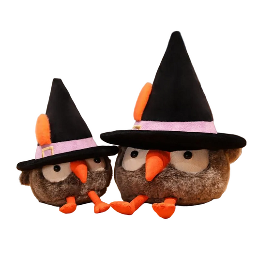Halloween Witch Hat Owl Plush | Cute Spooky Owl Stuffed Animal | Wizard Hat Handmade Plush Decor