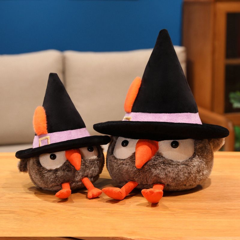 Halloween Witch Hat Owl Plush | Cute Spooky Owl Stuffed Animal | Wizard Hat Handmade Plush Decor